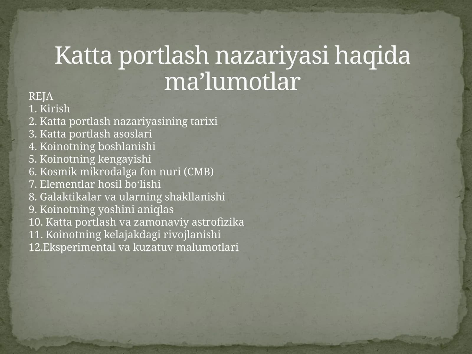 Kattaportlash nazariyasi haqida ma’lumotlar