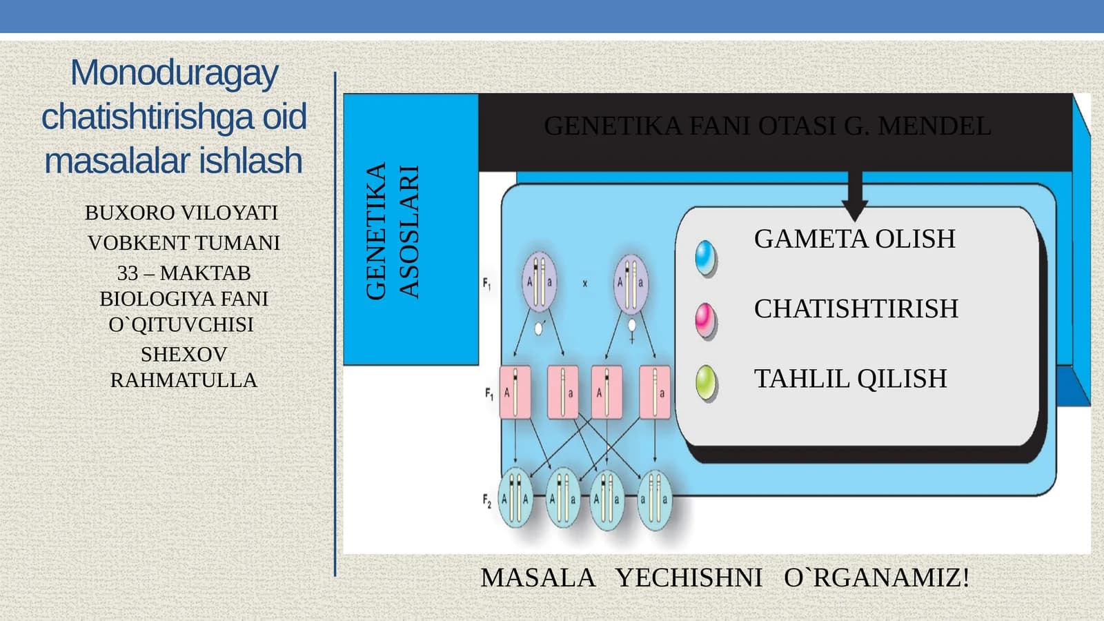 GENETIKADAN MASALA ISHLASH