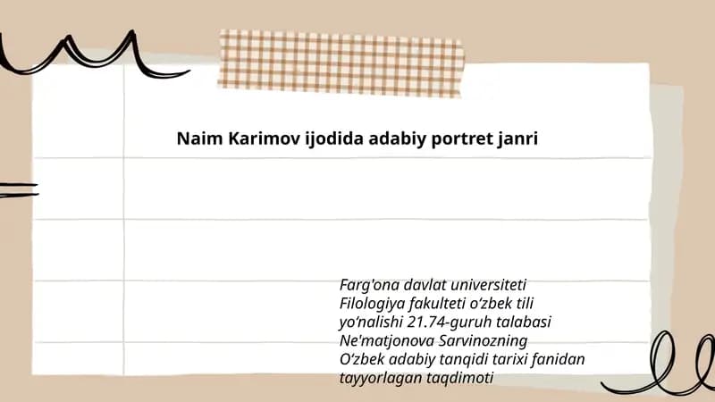 Naim Karimov ijodida adabiy portret janri