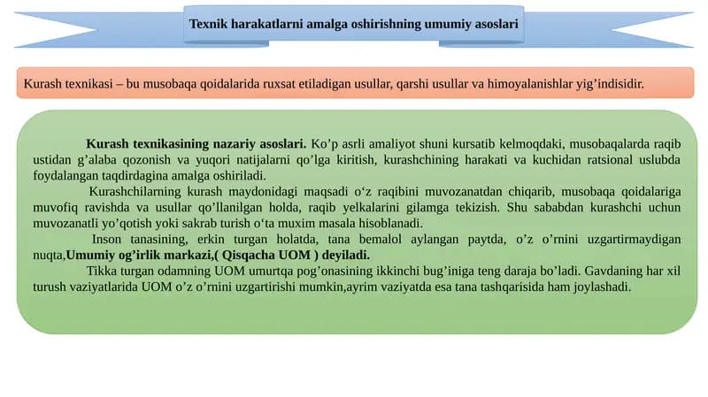 Texnik harakatlarni amalga oshirishning umumiy asoslari
