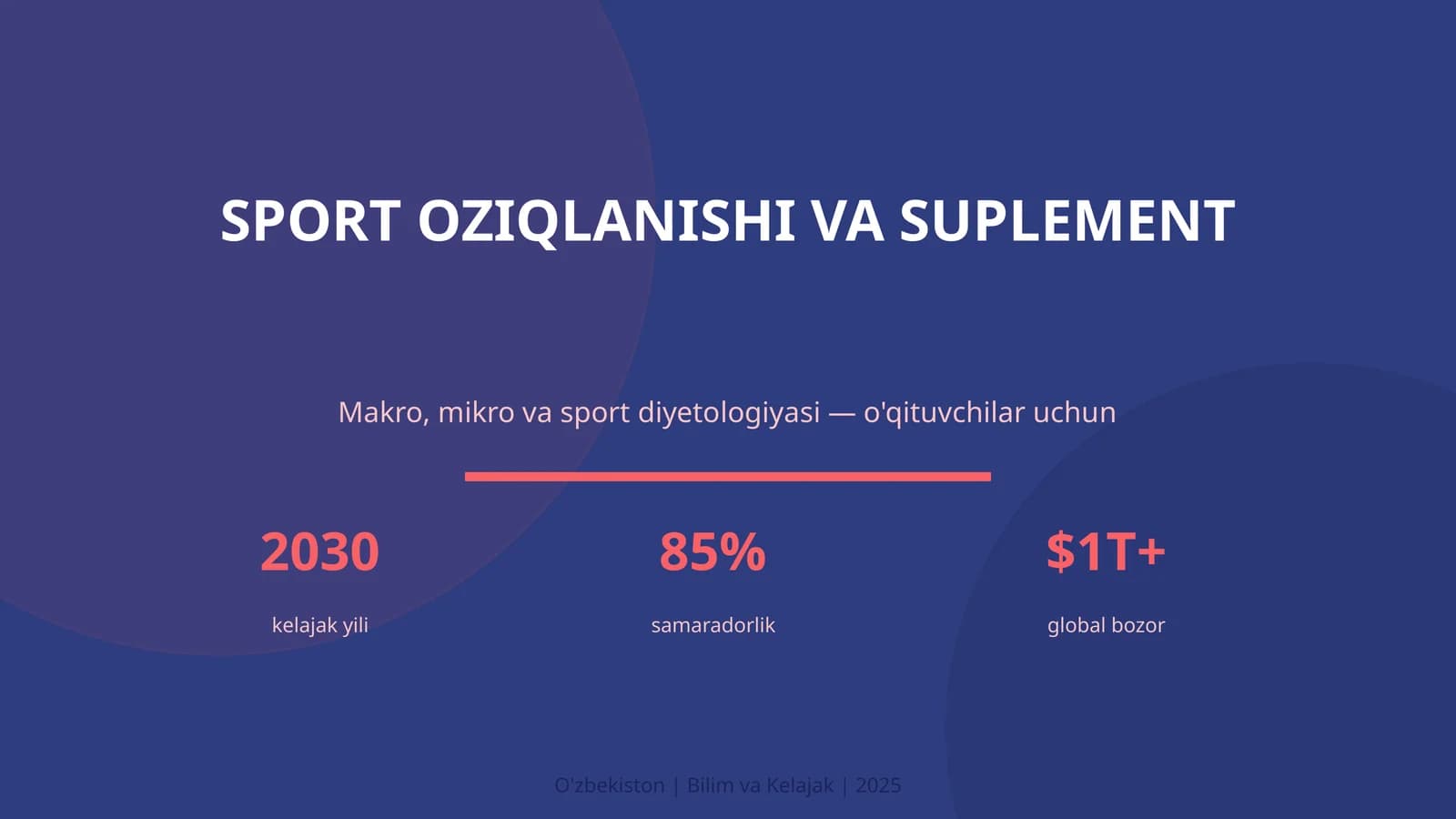 SPORT OZIQLANISHI VA SUPLEMENT