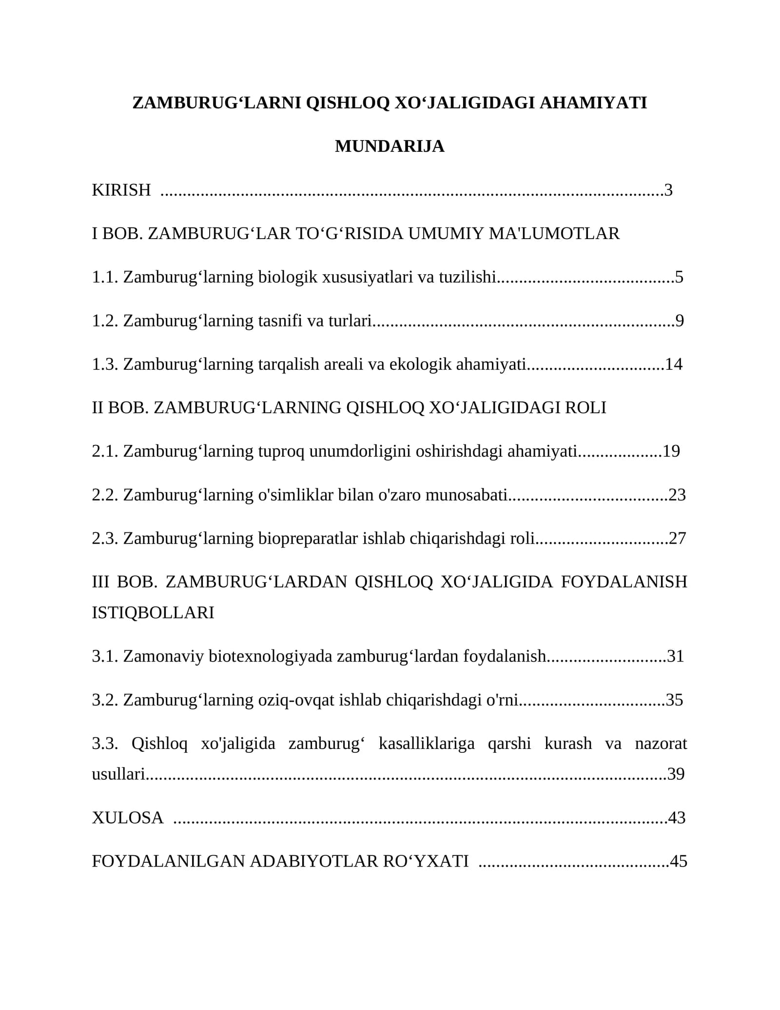 ZAMBURUGʻLARNI QISHLOQ XOʻJALIGIDAGI AHAMIYATI
