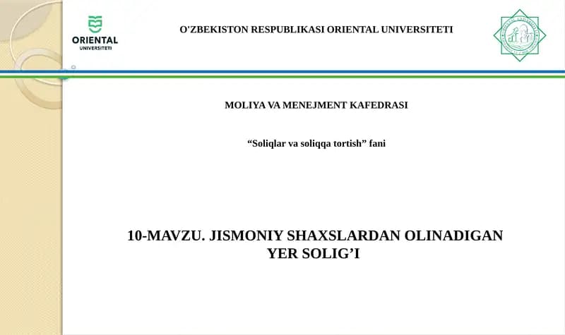 Jismoniy shaxslardan olinadigan yer solig’i