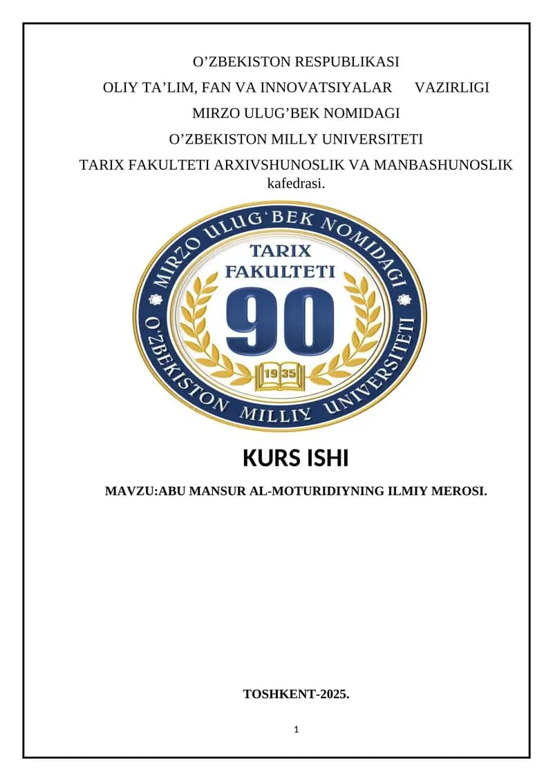 ABU MANSUR AL-MOTURIDIYNING ILMIY MEROSI.