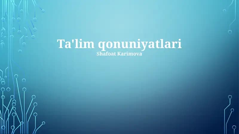 Ta'lim qonuniyatlari