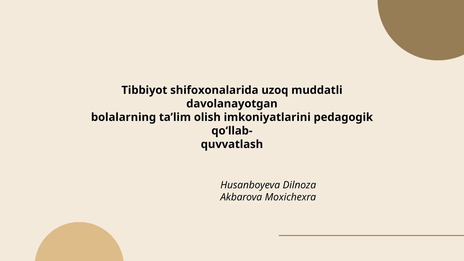 Uzoq muddatli davolanayotgan bolalarning ta'lim olishi uchun masofaviy o'qitish imkoniyatlari