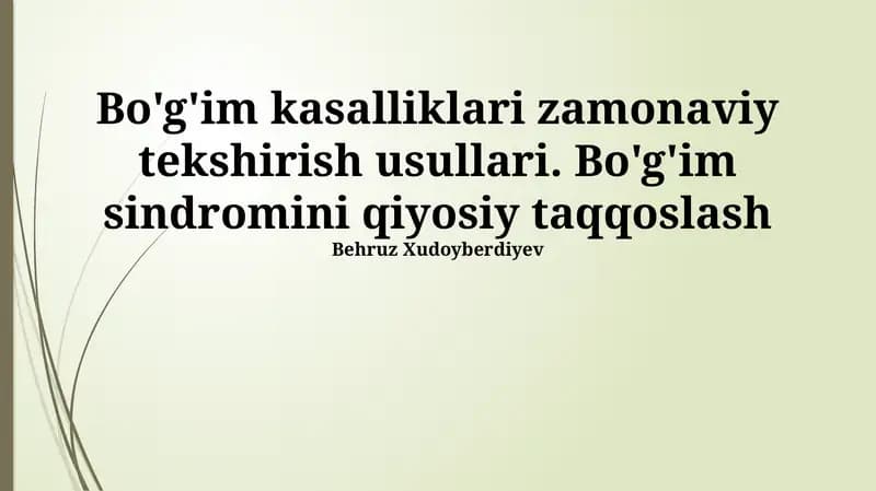 Bo'g'im kasalliklari zamonaviy tekshirish usullari