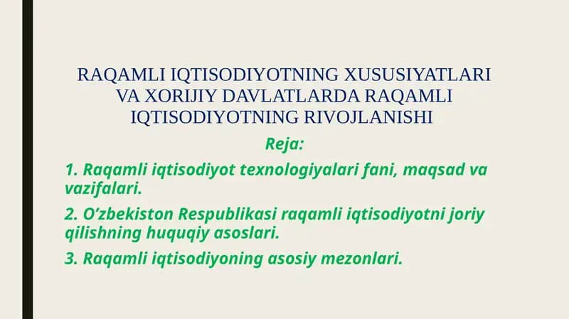 RAQAMLI IQTISODIYOTNING XUSUSIYATLARI VA XORIJIY DAVLATLARDA RAQAMLI IQTISODIYOTNING RIVOJLANISHI