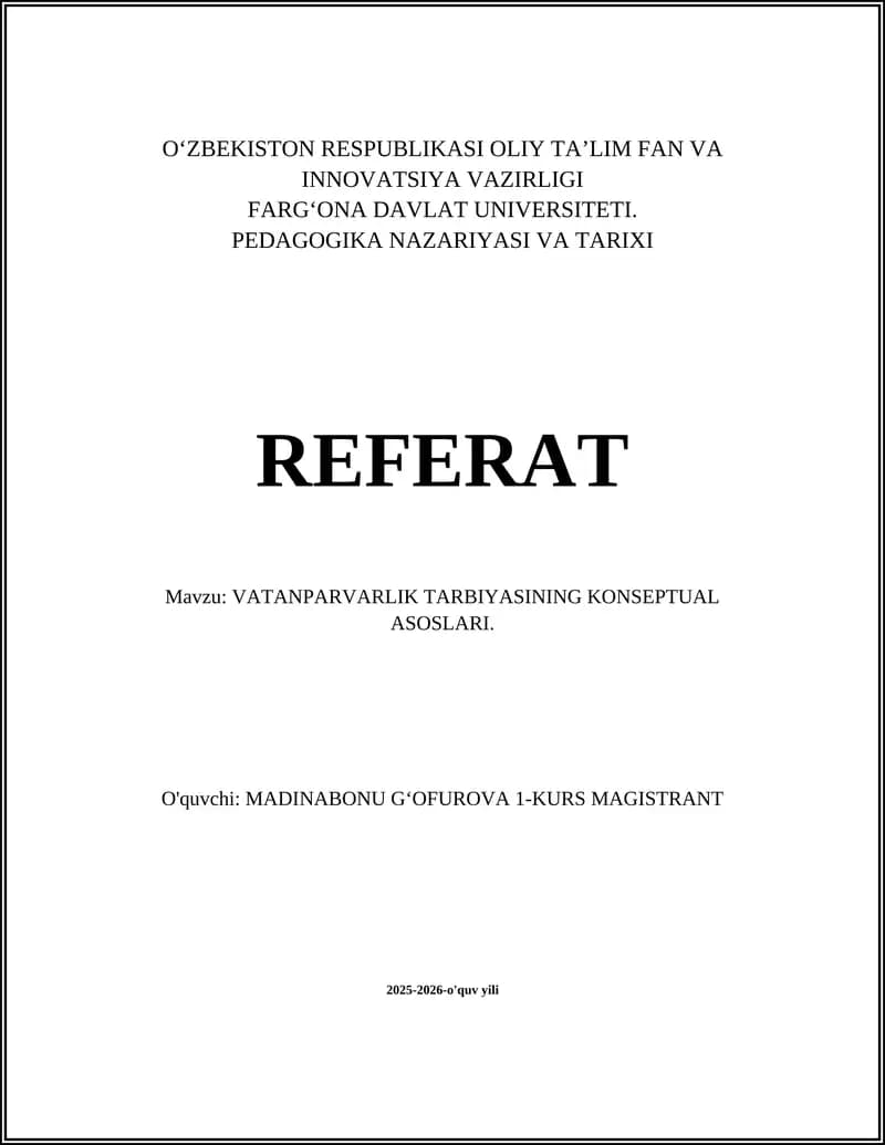 Vatanparvarlik Tarbiyasi
