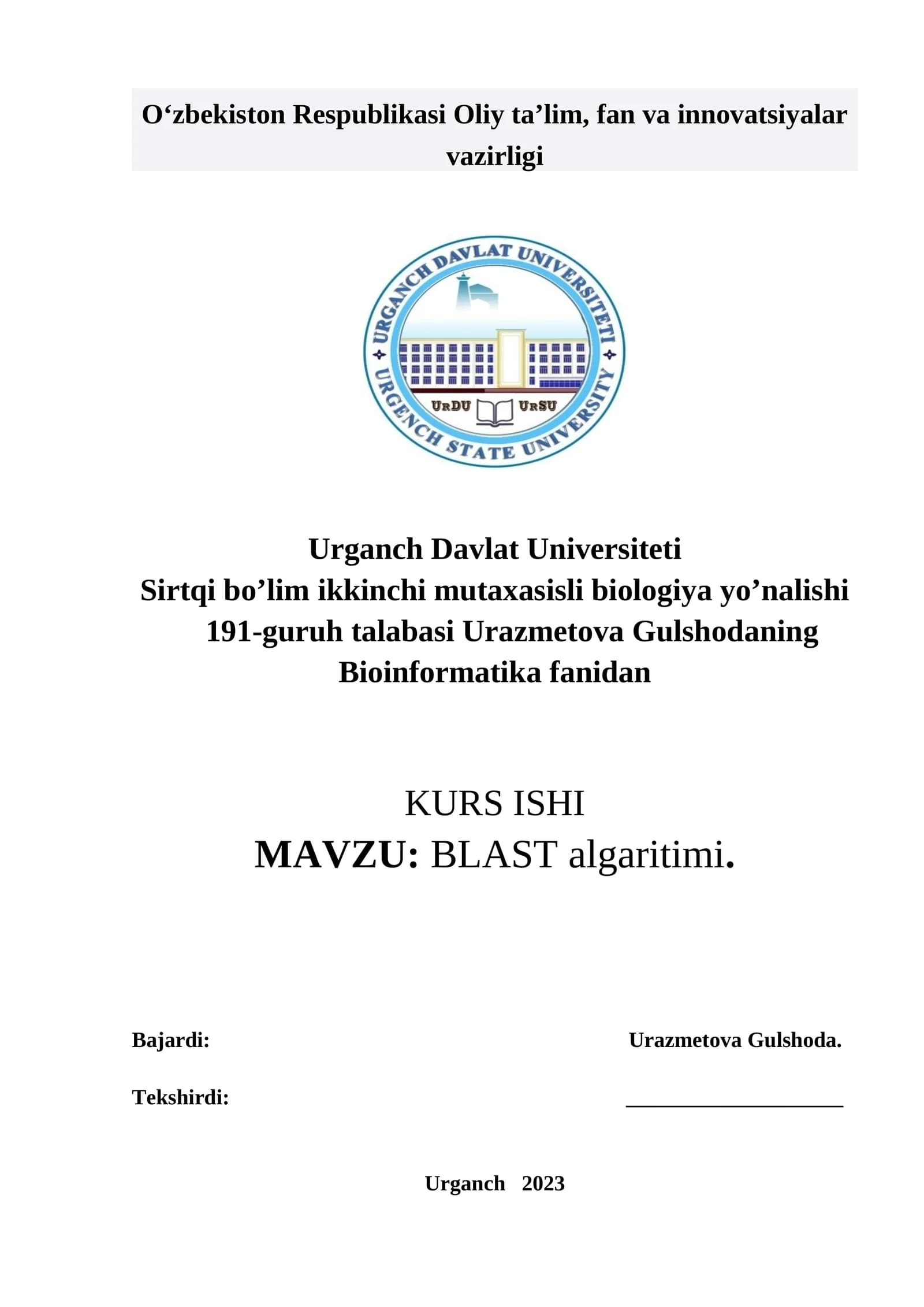 BLAST algaritimi
