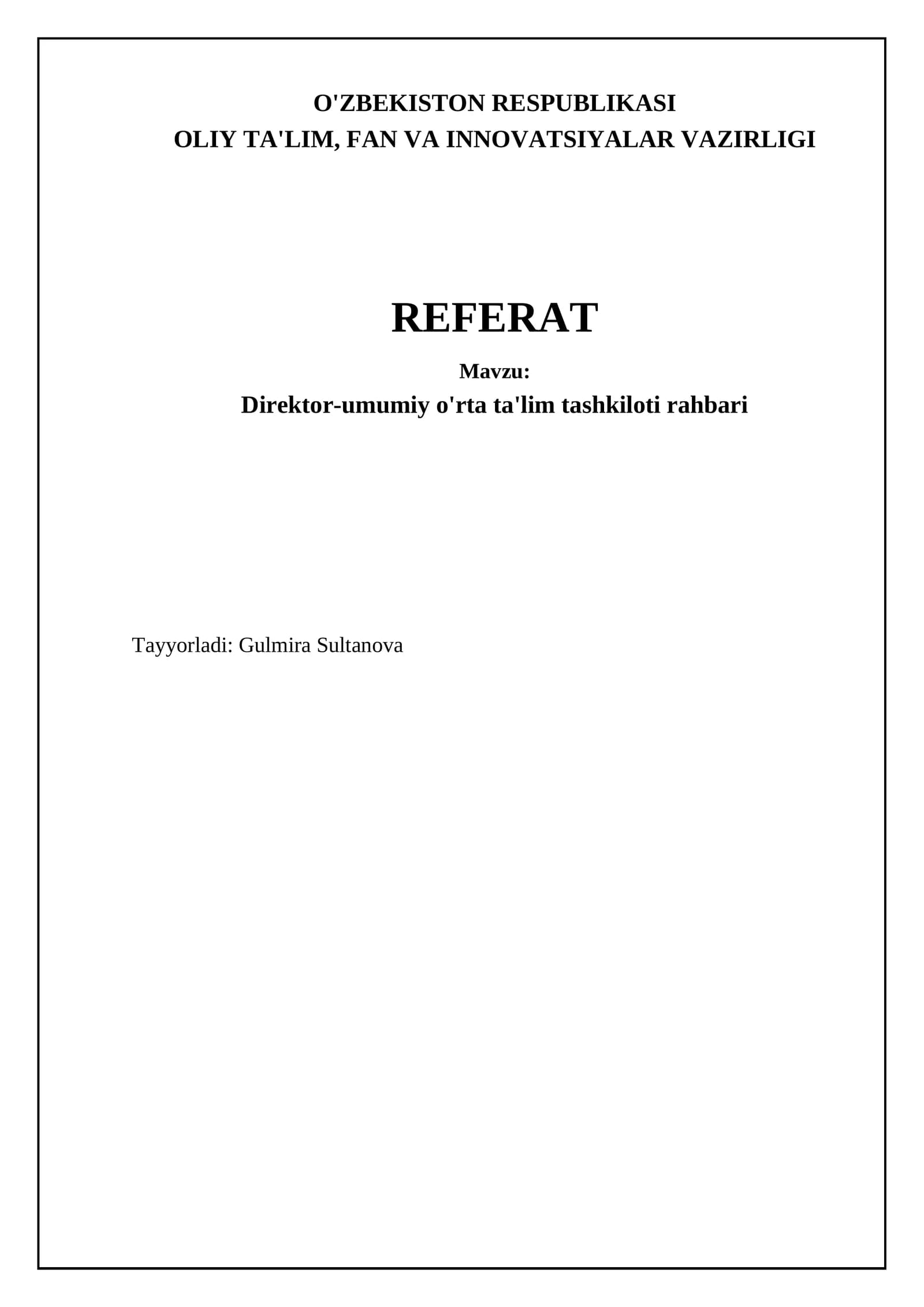 Direktor-umumiy o'rta ta'lim tashkiloti rahbari