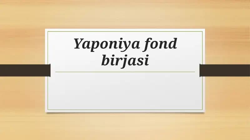 Yaponiya fond birjasi