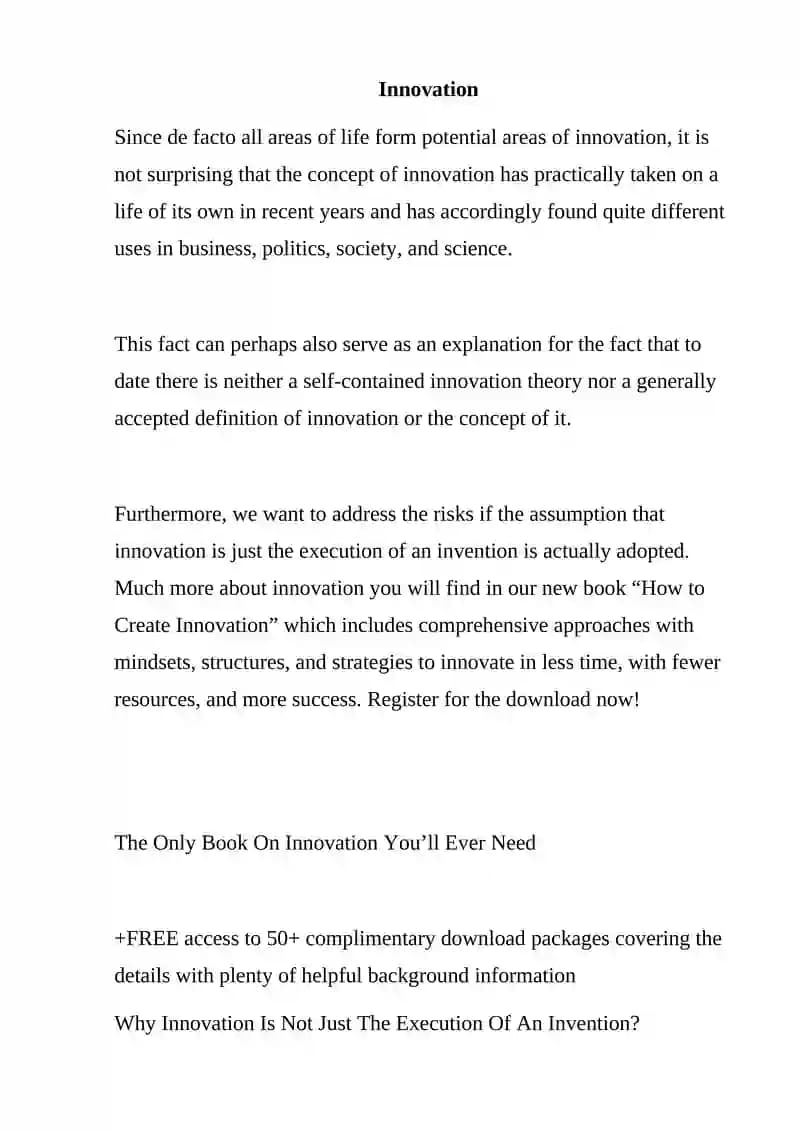How to Create Innovation