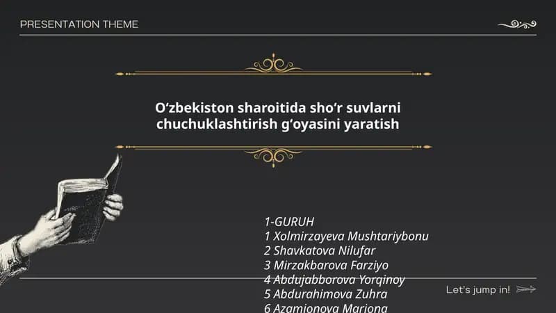 Oʻzbekiston sharoitida shoʻr suvlarni chuchuklashtirish gʻoyasini yaratish
