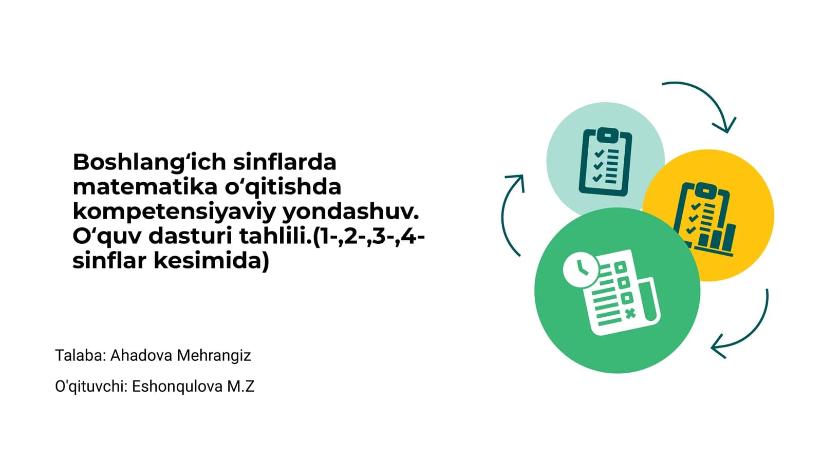 Boshlangʻich sinflarda matematika oʻqitishda kompetensiyaviy yondashuv