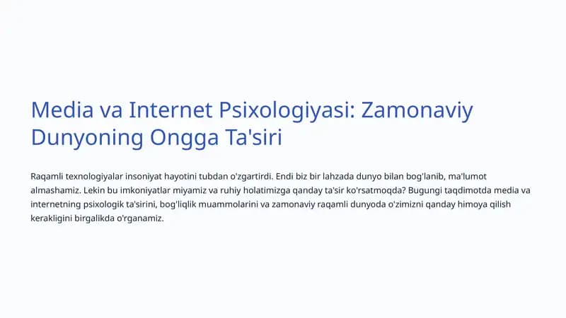 Media va Internet Psixologiyasi