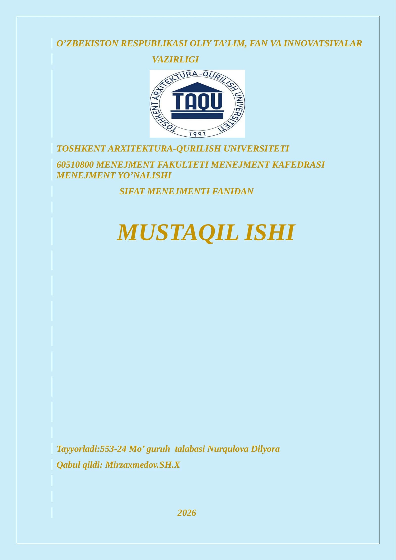 SIFAT MENEJMENTIDA STATISTIK USULLAR