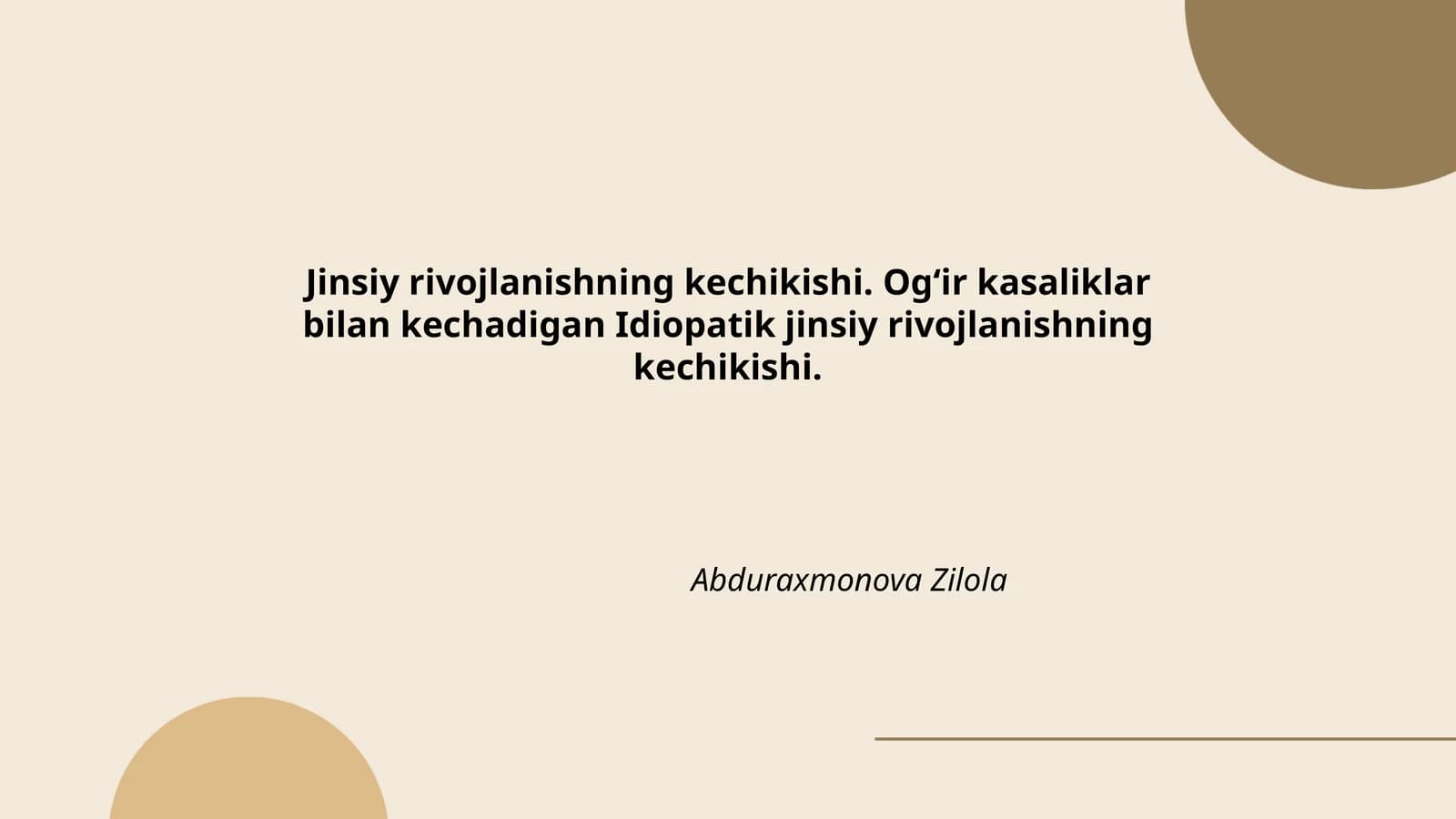 Jinsiy rivojlanishning kechikishi. Ogʻir kasaliklar bilan kechadigan Idiopatik rivojlanishning kechikishi