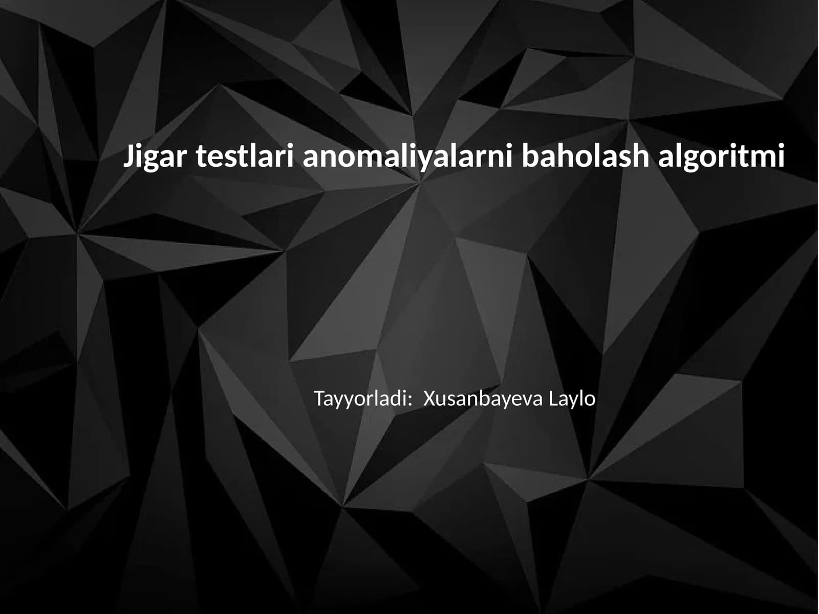Jigar testlari anomaliyalarni baholash algoritmi