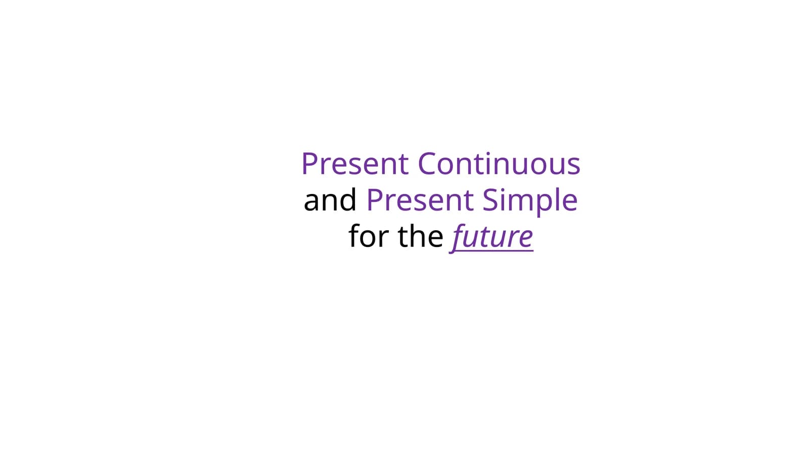 Present Continuous and Present Simple for the future