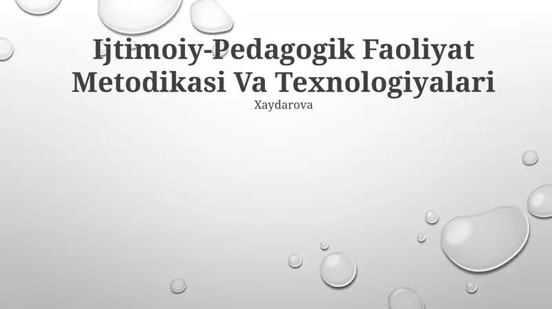 Ijtimoiy-Pedagogik Faoliyat Metodikasi Va Texnologiyalari