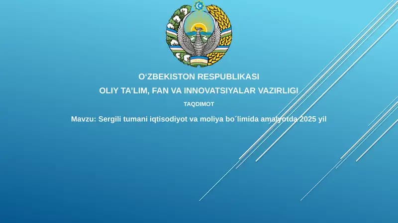 Sergeli tuman iqtisodiyot va moliya bo'limidagi stajirovka