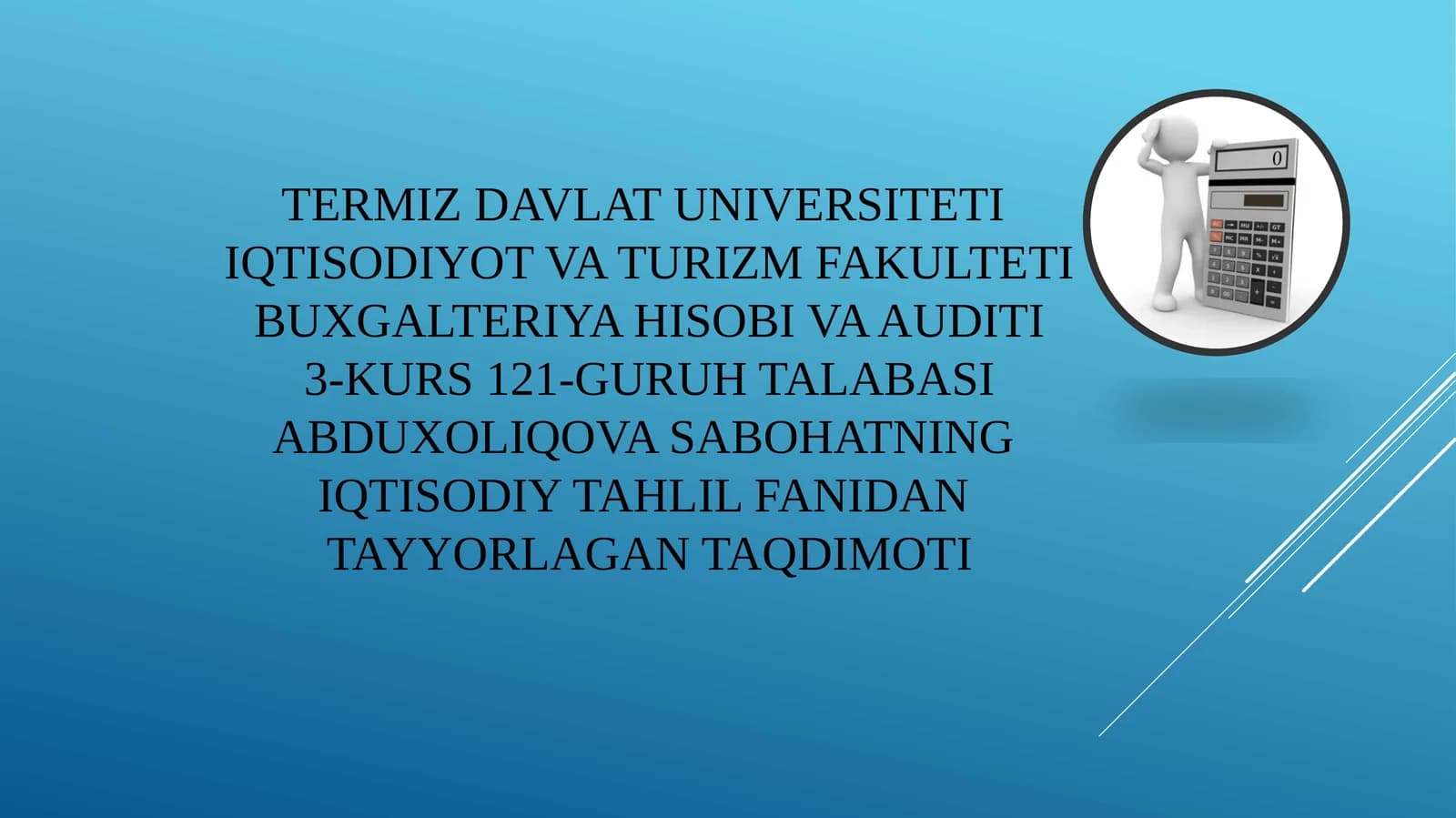 Iqtisodiy tahlil fanidantayyorgachay