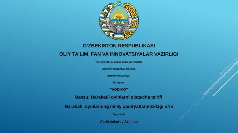 Harakatli oyinlarni qisqacha ta'rifi