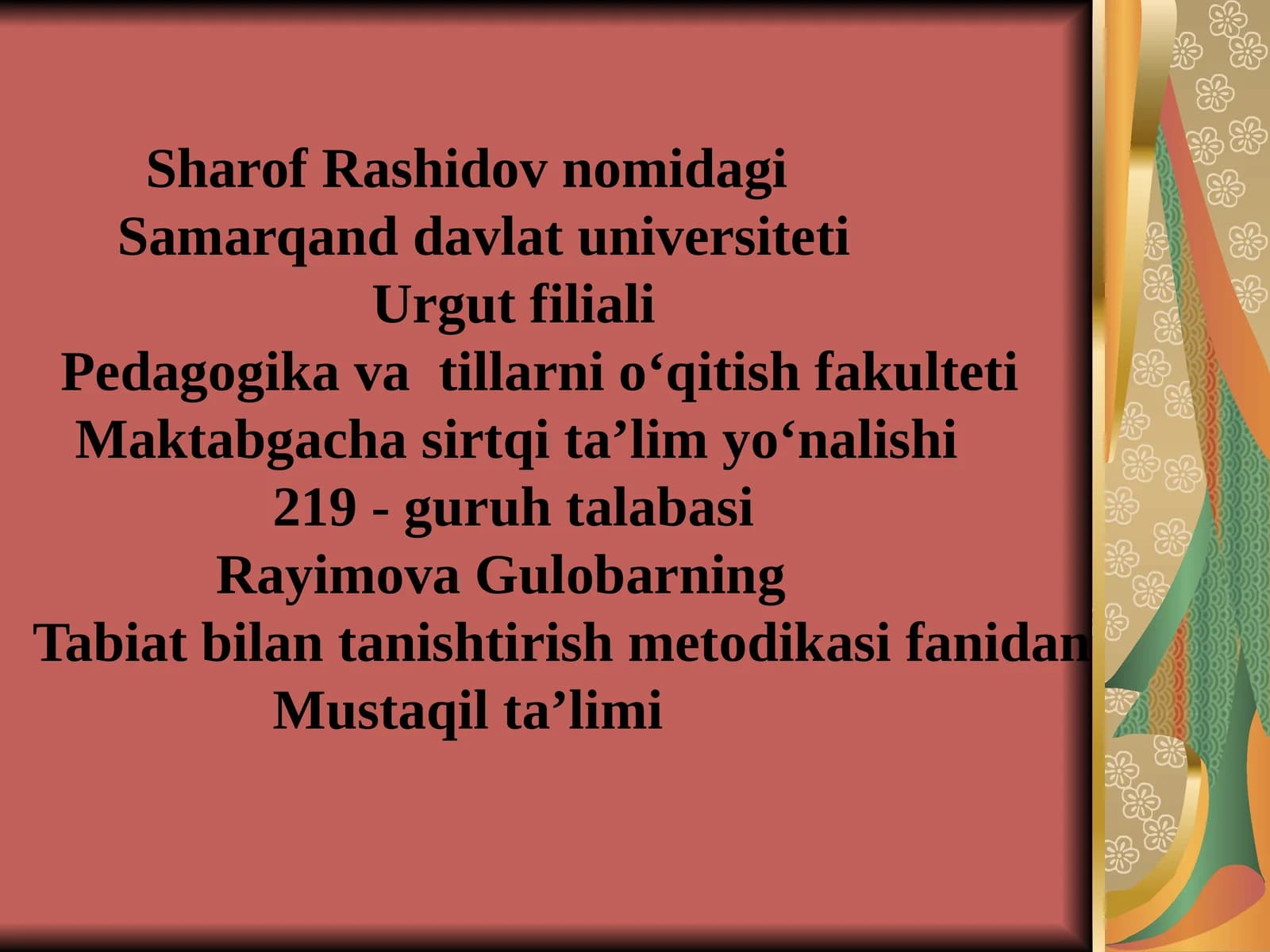 Tabiat materiallaridan ko'rgazmalar tayyorlash