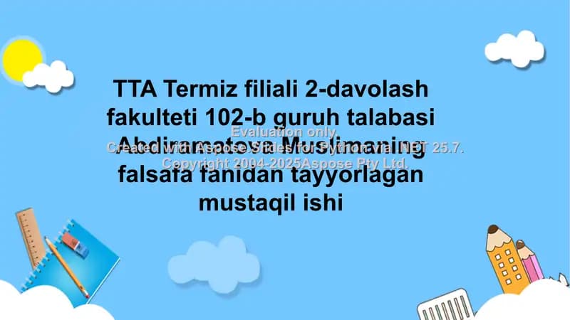 Mustaqil ishlar/Tibbiyot