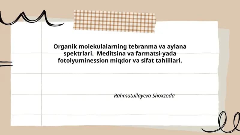 Organik molekulalarning tebranma va aylana spektrlari