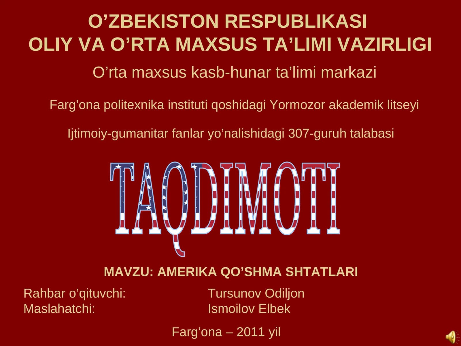 AMERIKA QO’SHMA SHTATLARI
