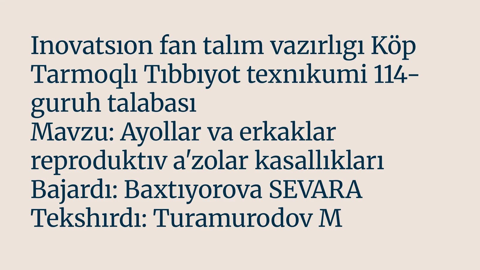 Ayollar va erkaklar reproduktıva'zolar kasallıkları
