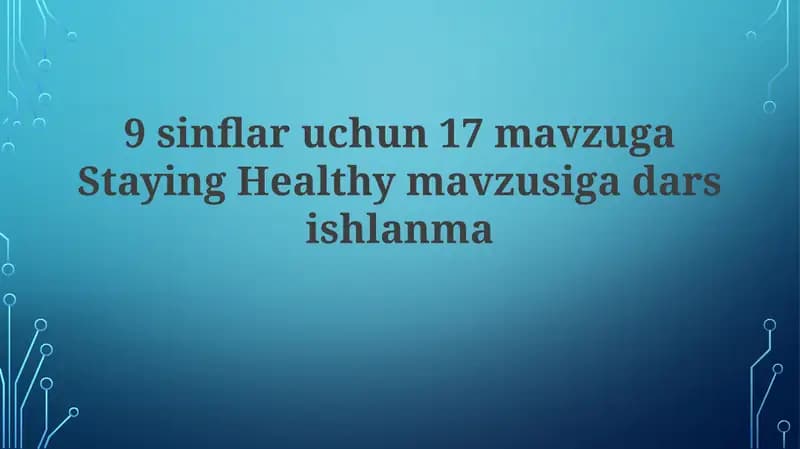 Sogʻlom Turmush Tarzi: Asosiy Tushunchalar