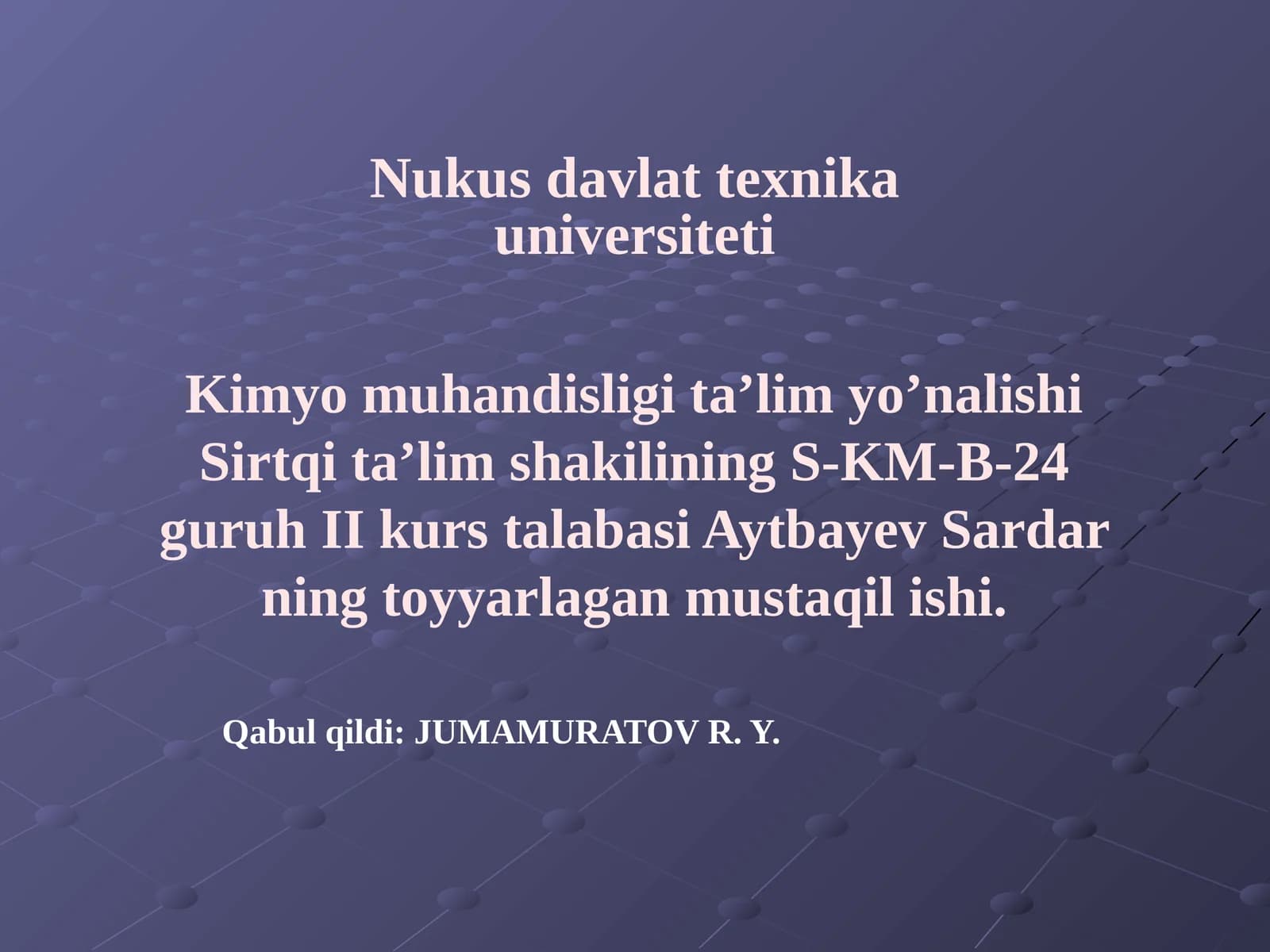 Kimyomuhandisligi ta'lim yo'nalishi