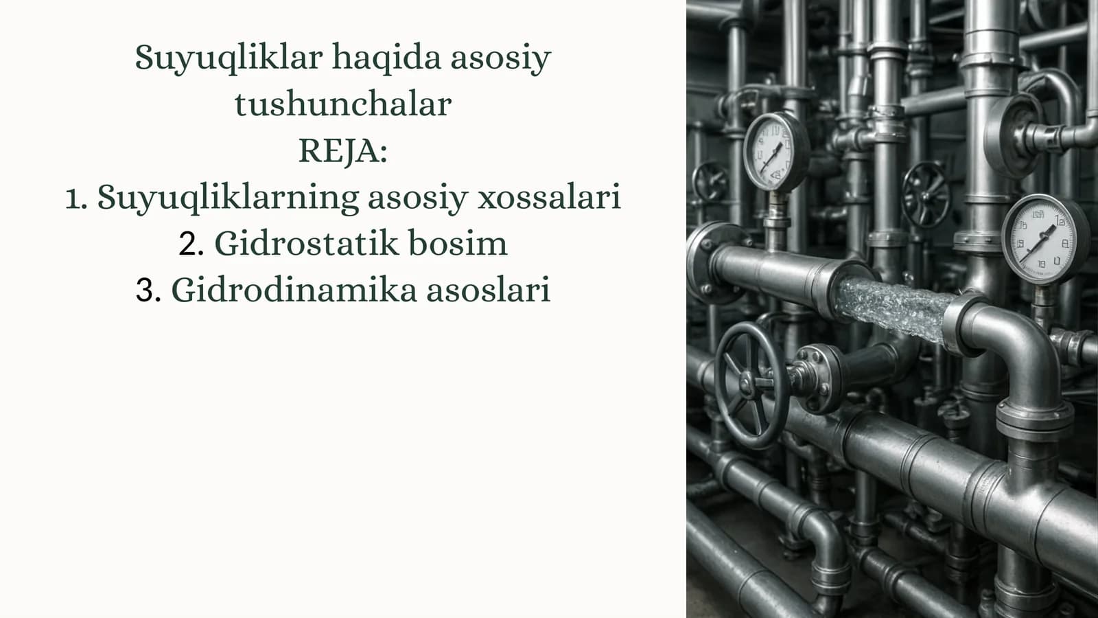 Suyuqliklar haqida asosiy tushunchalar