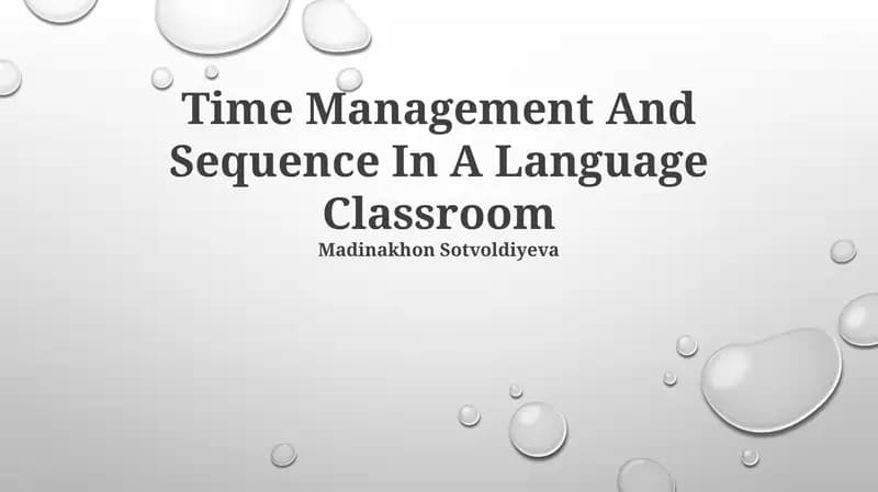 Time Management And Sequence In A Language Classroom