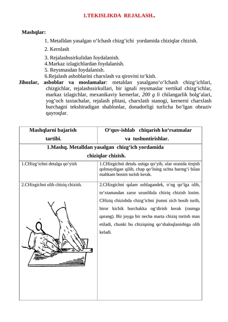 TEKISLIKDA REJALASH