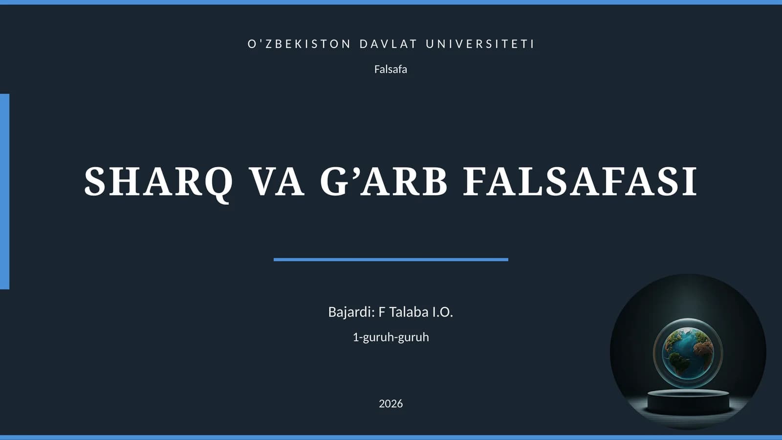 SHARQ VA G’ARB FALSAFASI