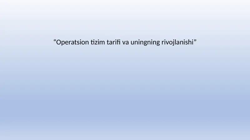 Operatsion tizim tarifi