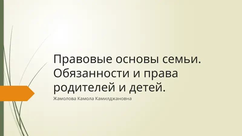 Правовые основы семьи