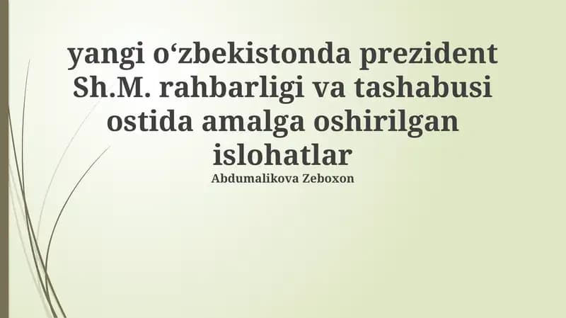 Tibbiyot sohasida islohatlar