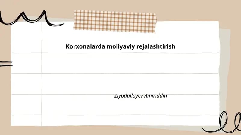 Korxonalarda moliyaviy rejalashtirish