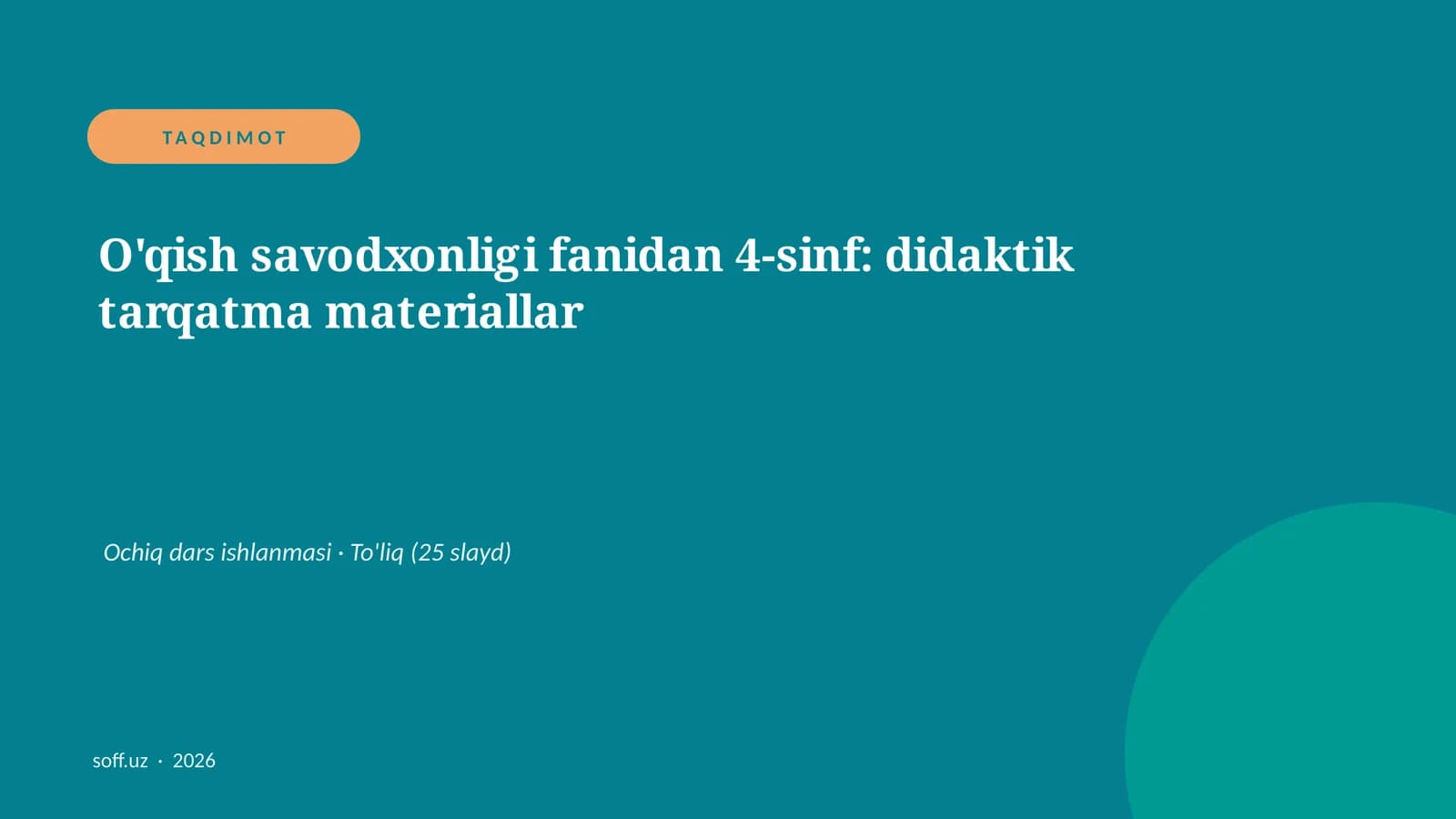 O'qish savodxonligi fanidan 4-sinf: didaktik tarqatma materiallar