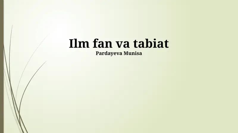Fan va Tabiatning O'zaro Aloqasi