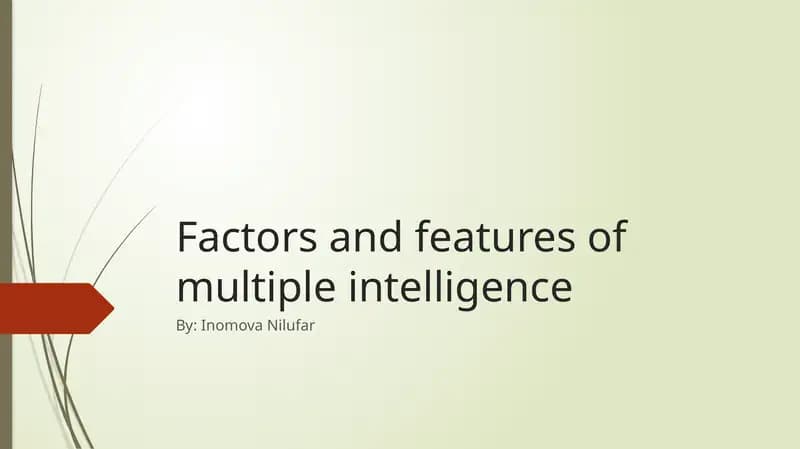 Factors and features of multiple intelligence