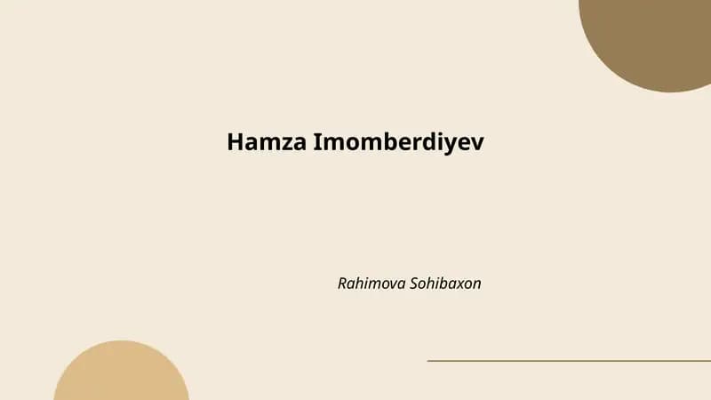 Hamza Imomberdiyevning hayoti va biografiyasi