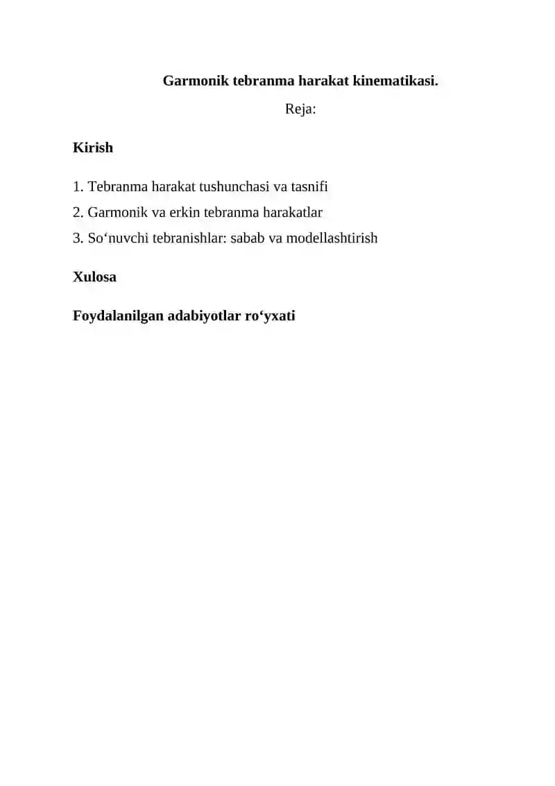 Garmonik tebranma harakat kinematikasi