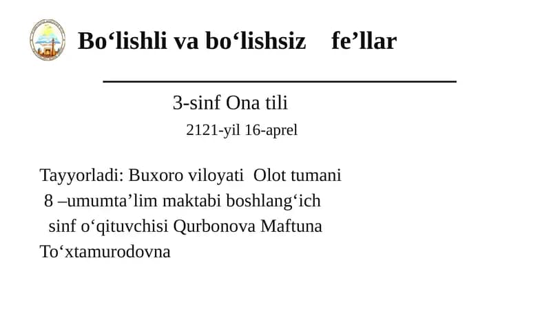 O‘tgan mavzuni mustahkamlash "Hayokiyo‘q" o‘yini