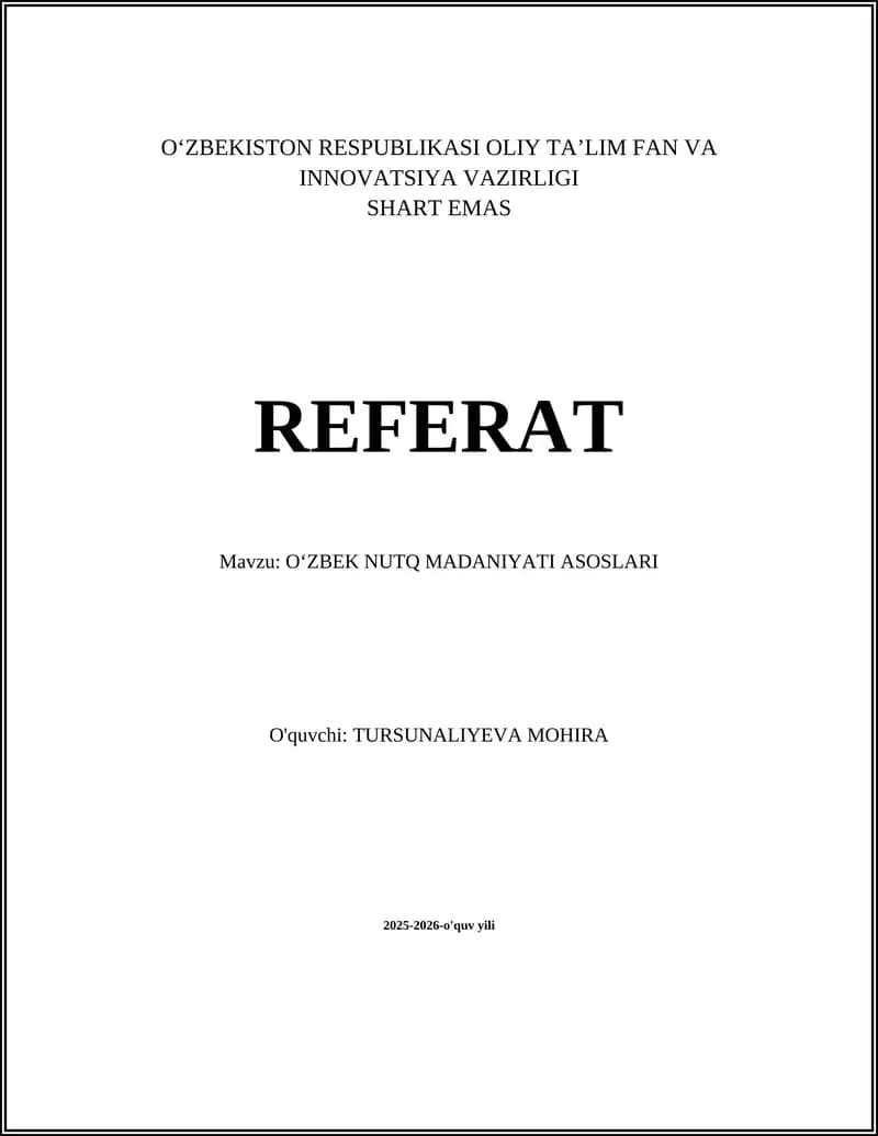 Oʻzbek Nutq Madaniyati Asoslari